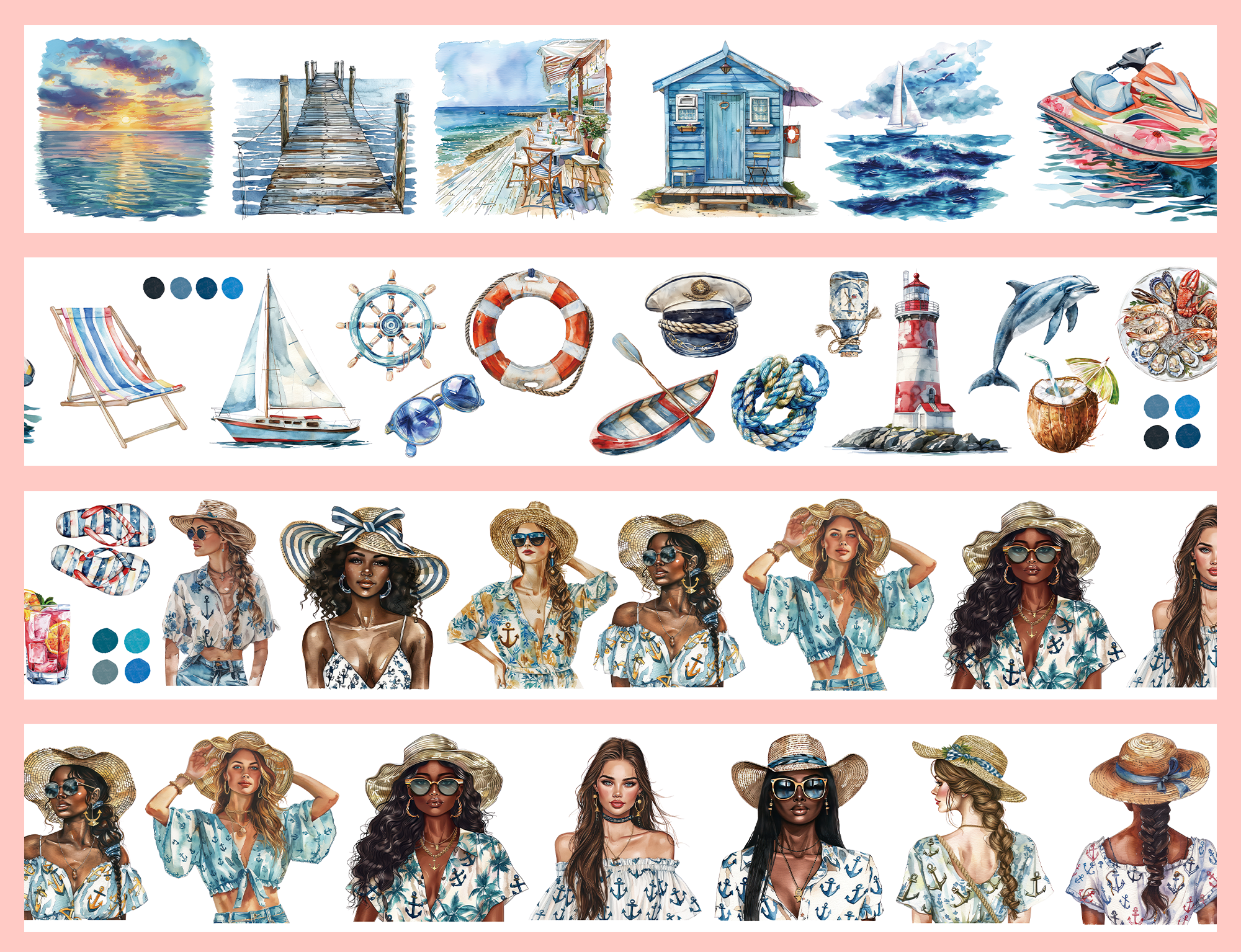 Days at the Seaside Pre-cut PET Tape | No.42 | MOOBOOM Design