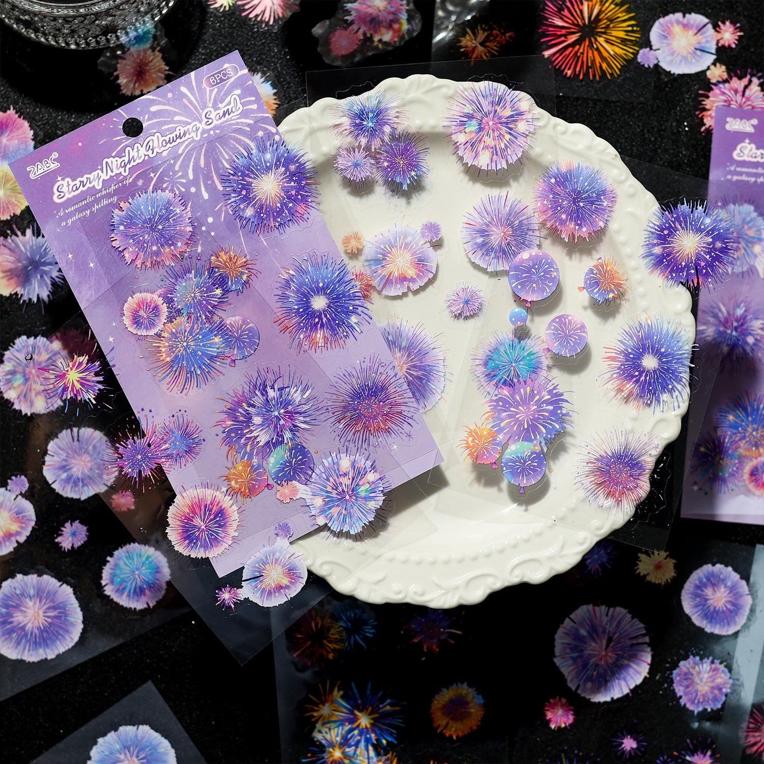 Fireworks and Flowing Light PET Sticker