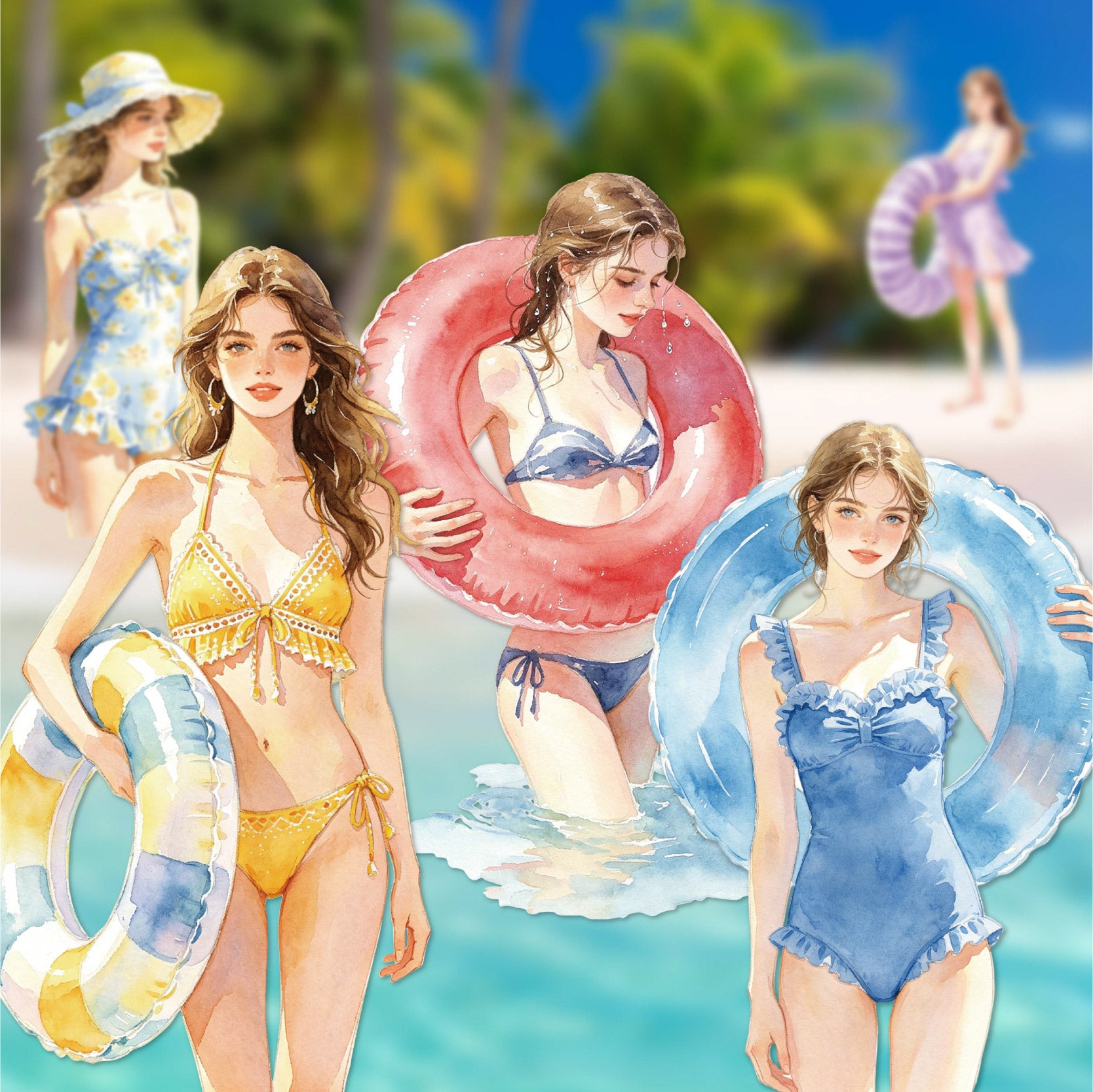 Hello Summer Character Sticker