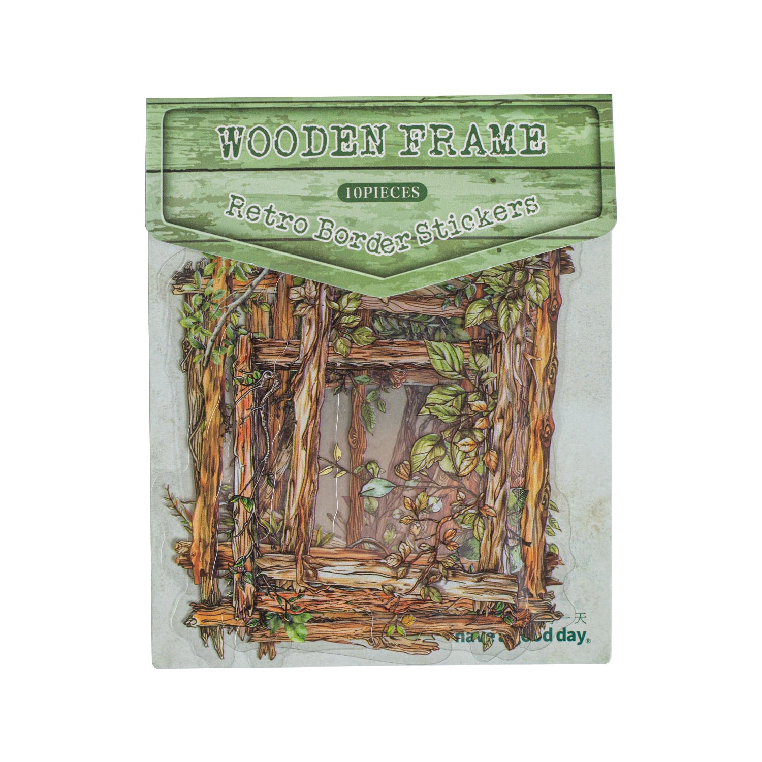 Forest Language Wooden Frame PET Sticker