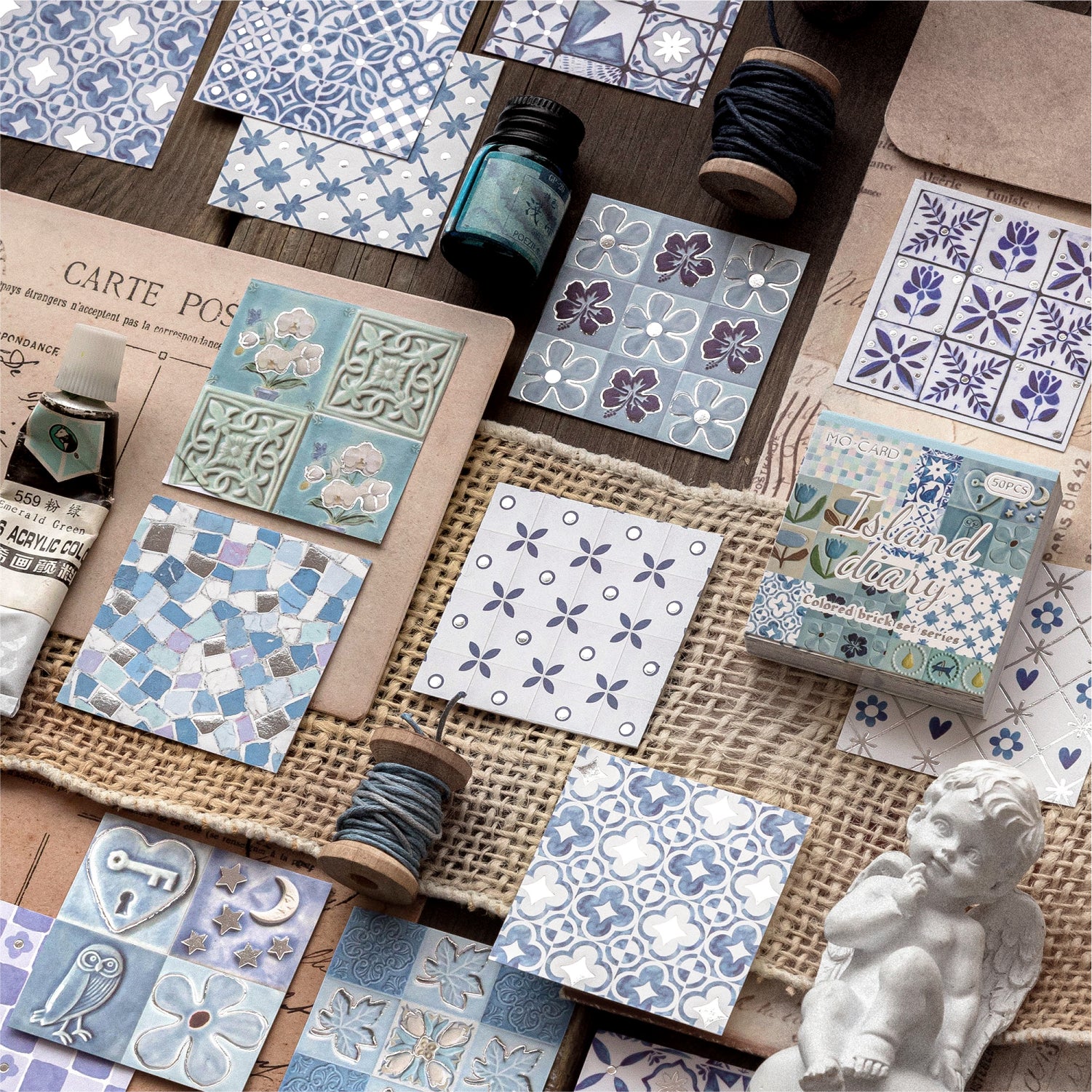 Silver Foil Floral Tile Sticker Book