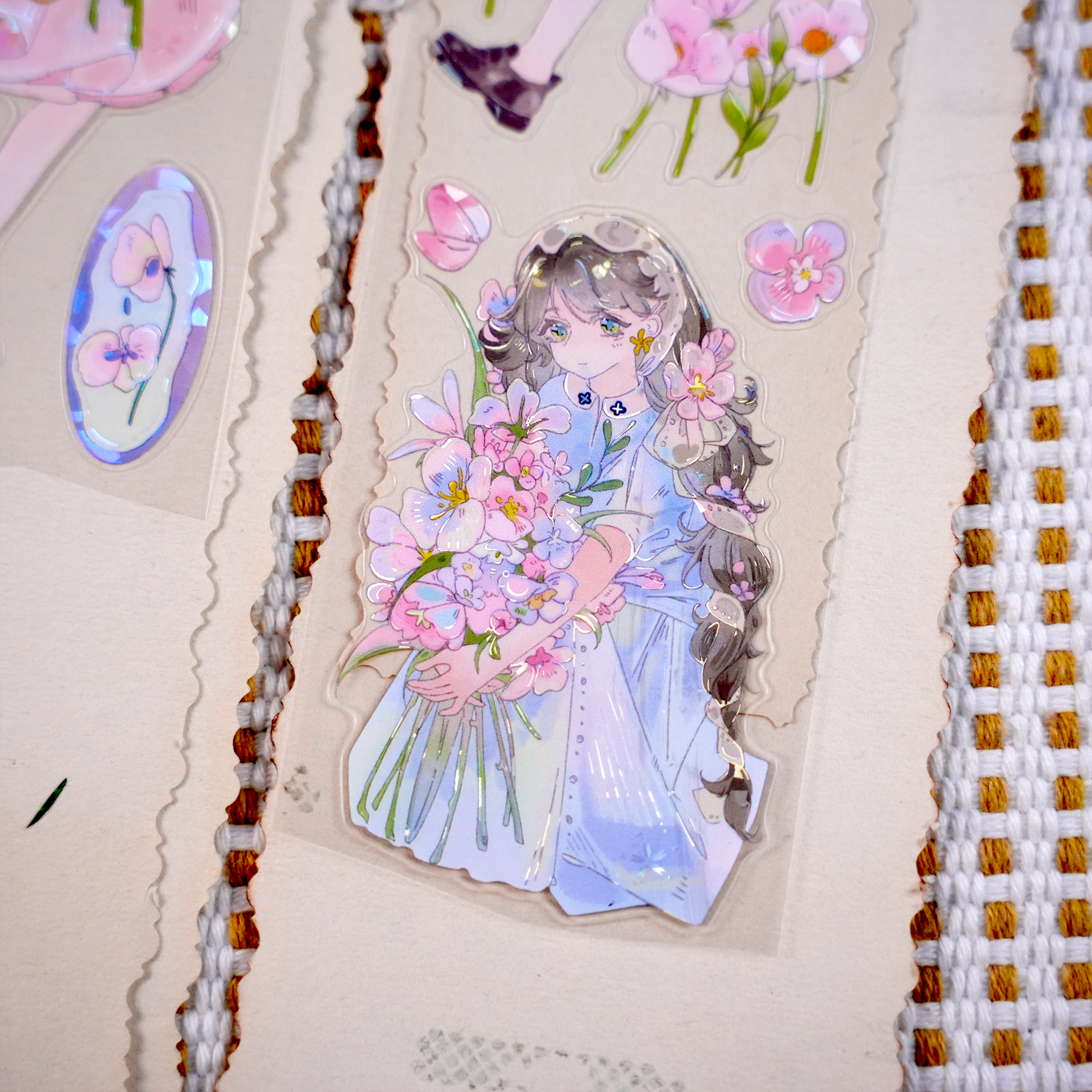 Bouquet Girl PET tape roll showing 6 cm width and 5 m length