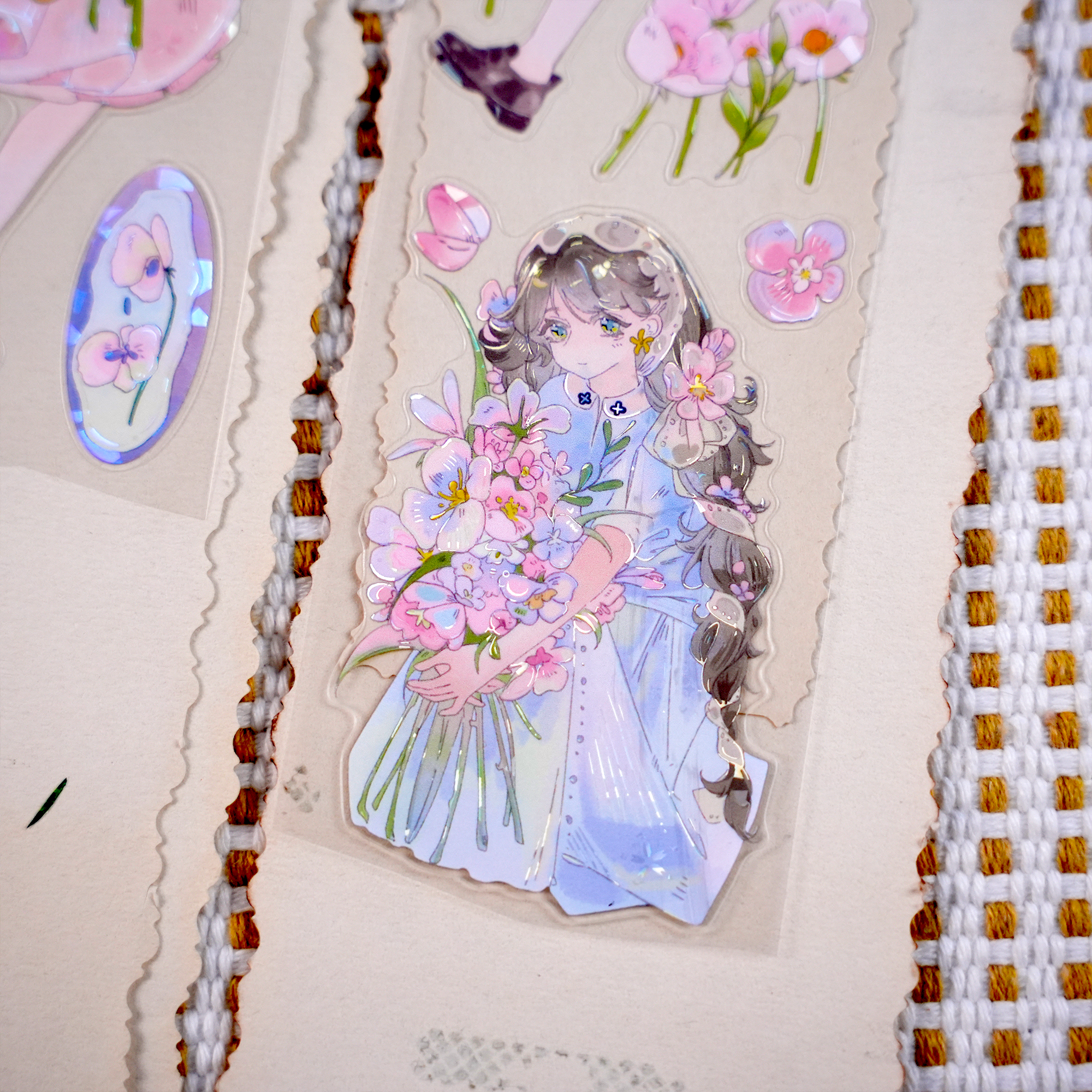Bouquet Girl PET tape roll showing 6 cm width and 5 m length