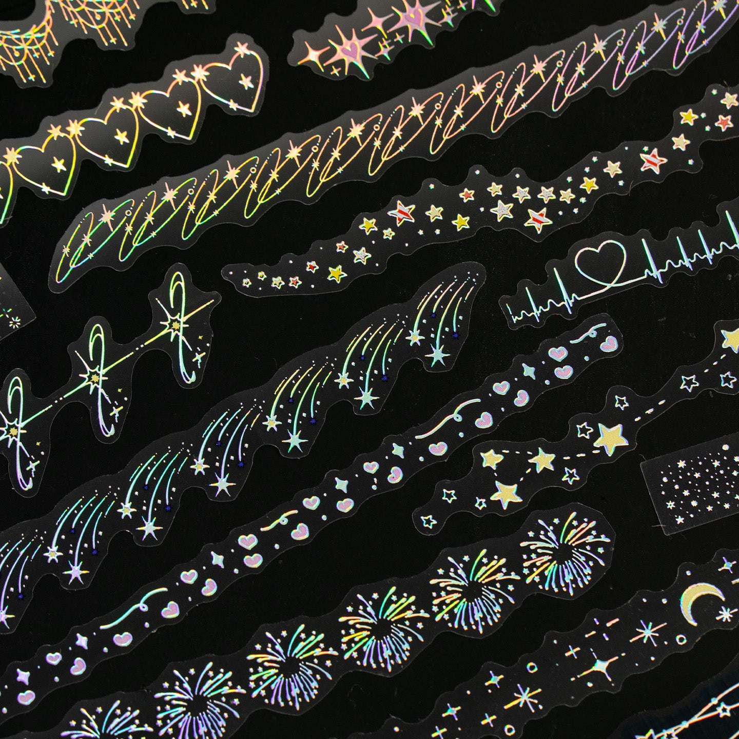 Starlight Laser Silver Long Sticker for journaling and scrapbooking