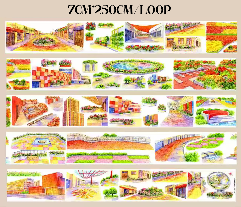 【SZCX】Autumn Sunset Landscape PET Tape