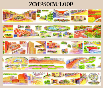 【SZCX】Autumn Sunset Landscape PET Tape