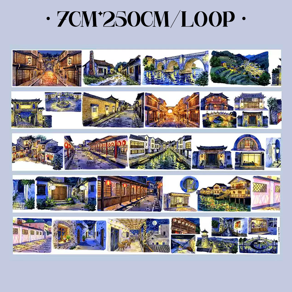 【SZCX】Evening Breeze Blowing Landscape PET Tape For Scrapbooking and Journaling