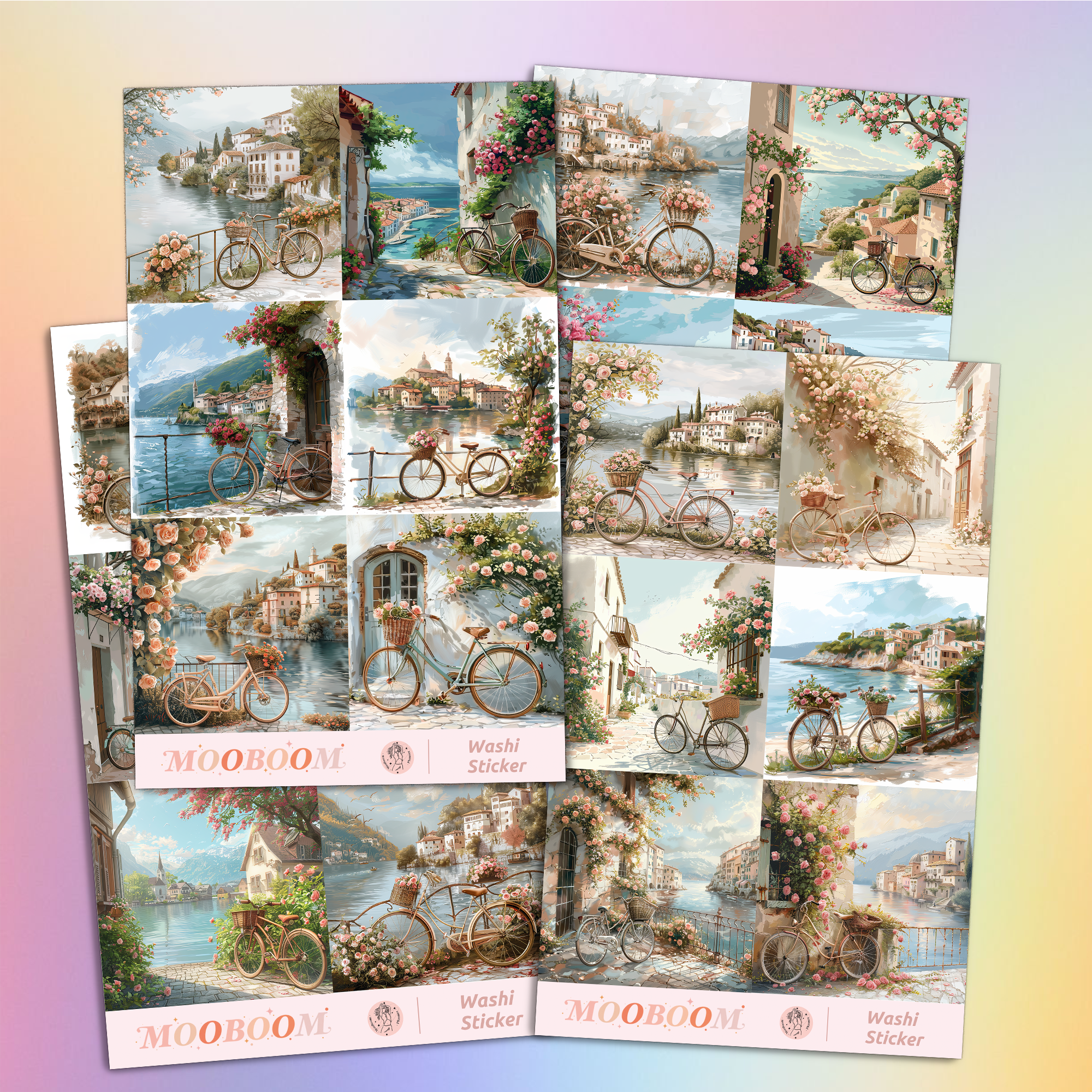 Cycling Scenery Special Ink Pre-cut Washi Sticker | MOOBOOM Design