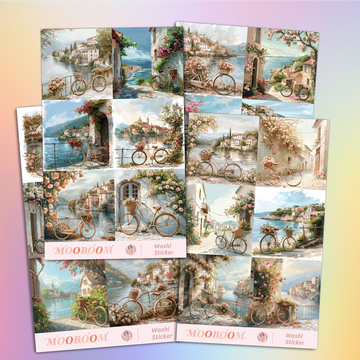 Cycling Scenery Special Ink Pre-cut Washi Sticker | MOOBOOM Design