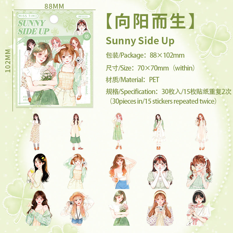 Heartbeat Daily Girl Character Stickers For Scrapnbooking and Journaling