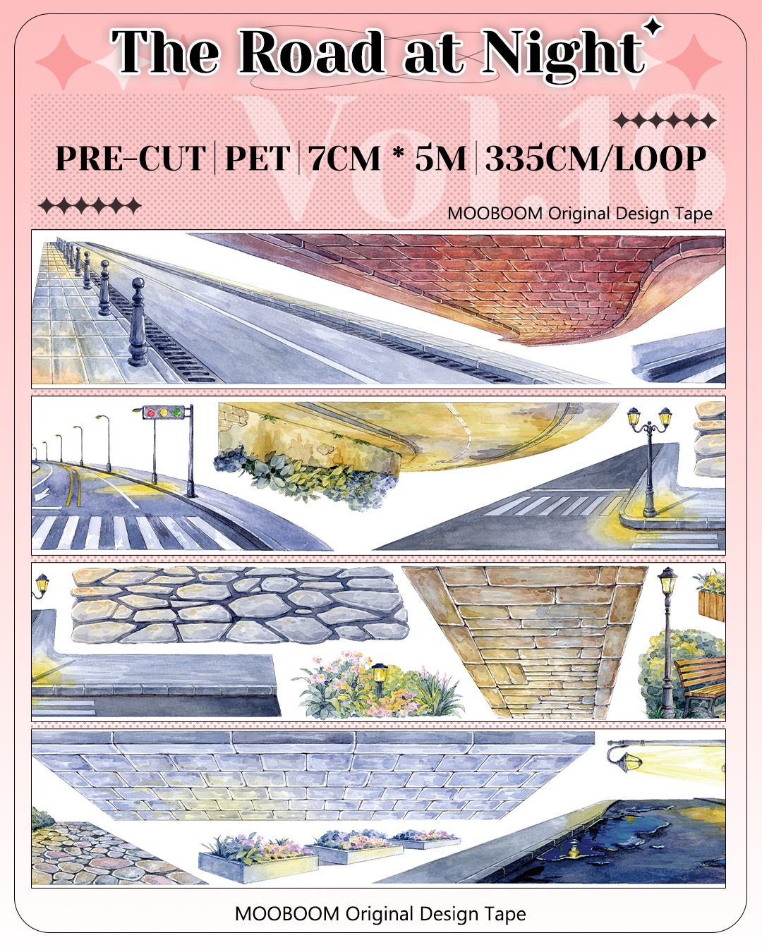【MOOBOOM】The Road at Night Pre-cut PET Tape