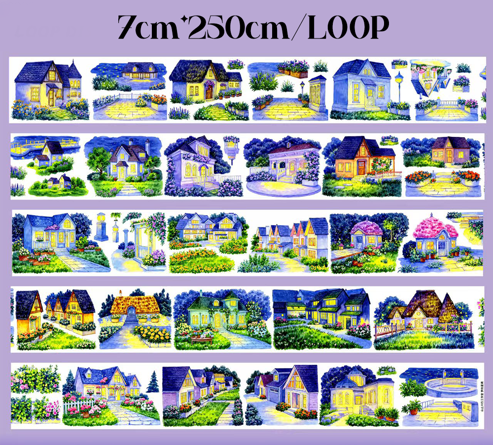 【SZCX】Blue-toned Town Landscape PET Tape