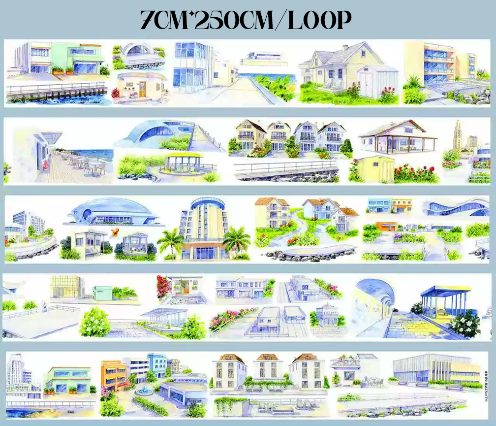 【SZCX】White Sea City Landscape PET Tape