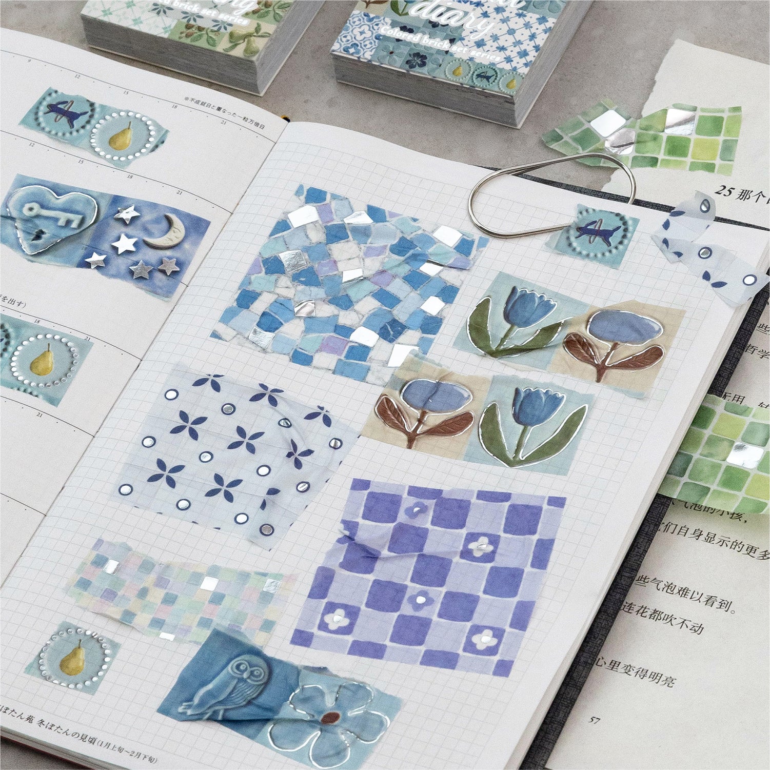 Silver Foil Floral Tile Sticker Book