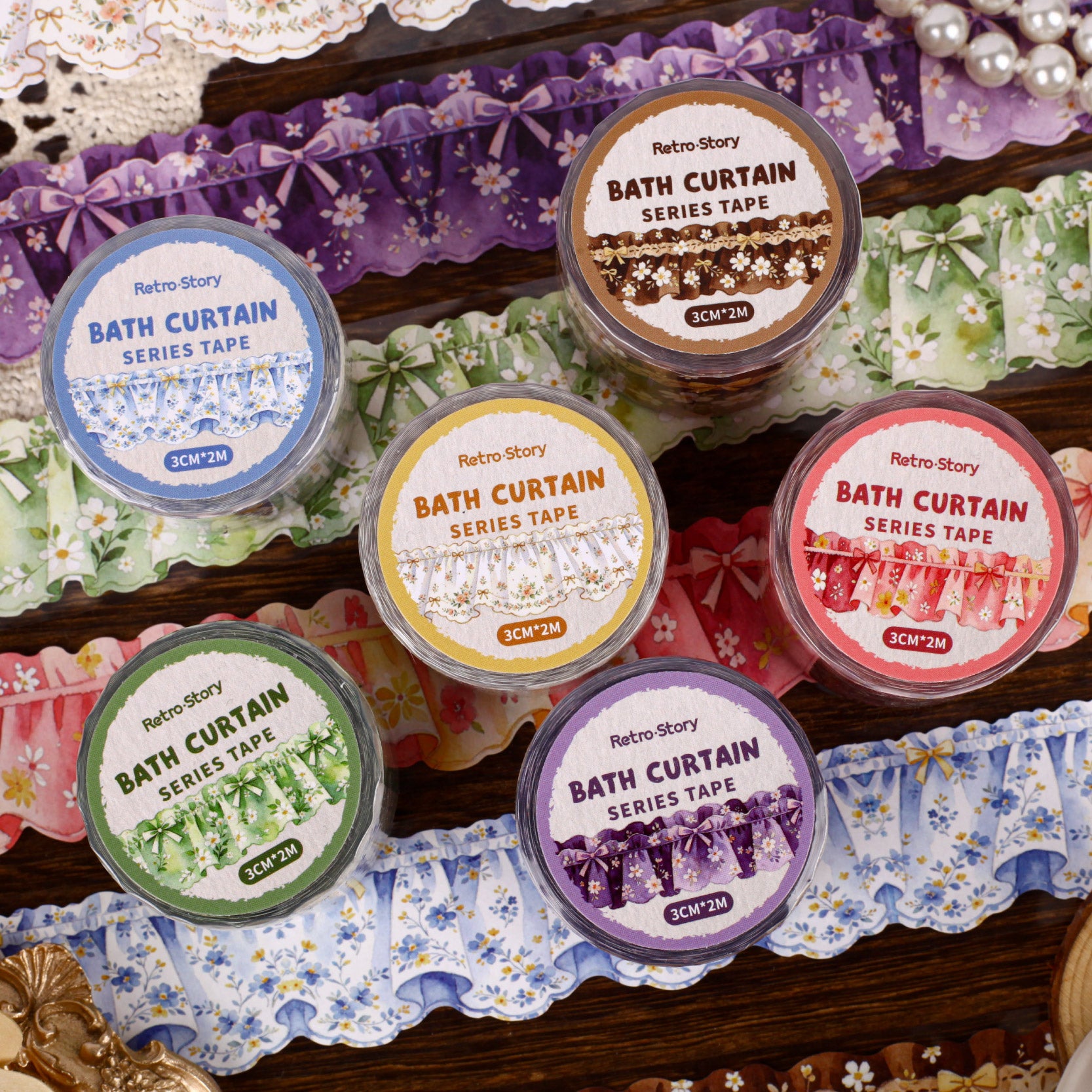 3 cm wide cloth curtain PET tape for junk journals and collage