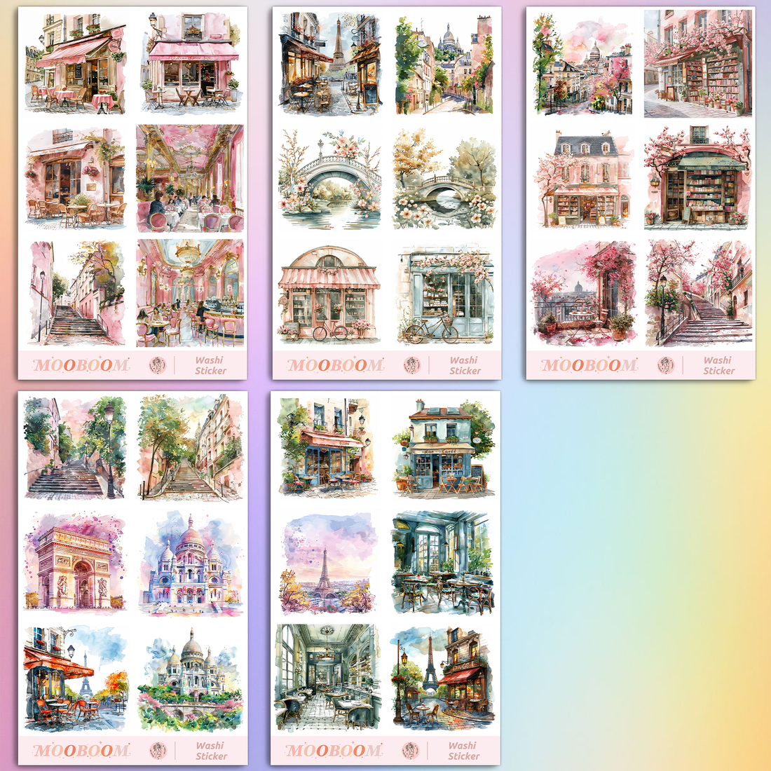 Romantic City Special Ink Pre-cut Washi Sticker | MOOBOOM Design