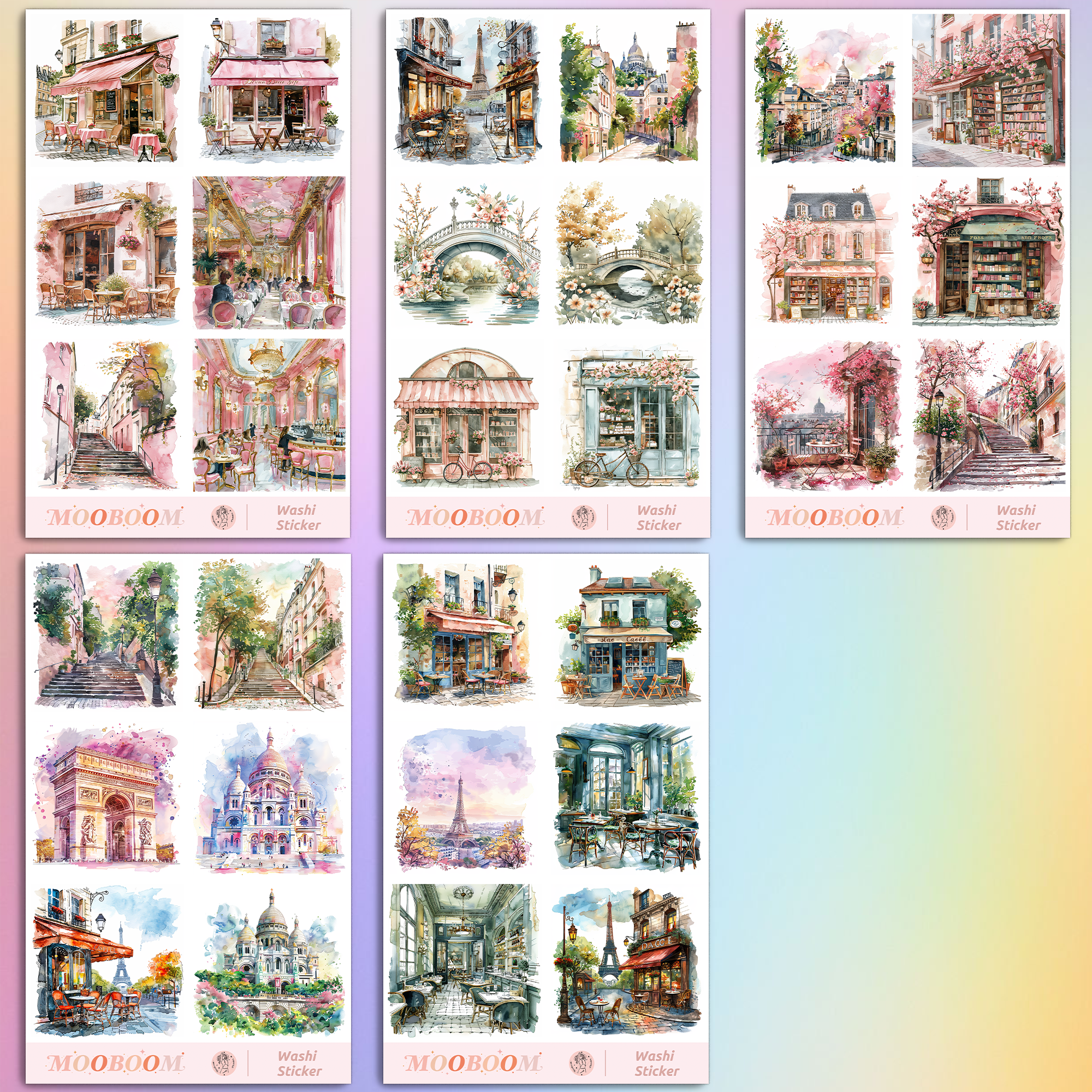 Romantic City Special Ink Pre-cut Washi Sticker | MOOBOOM Design