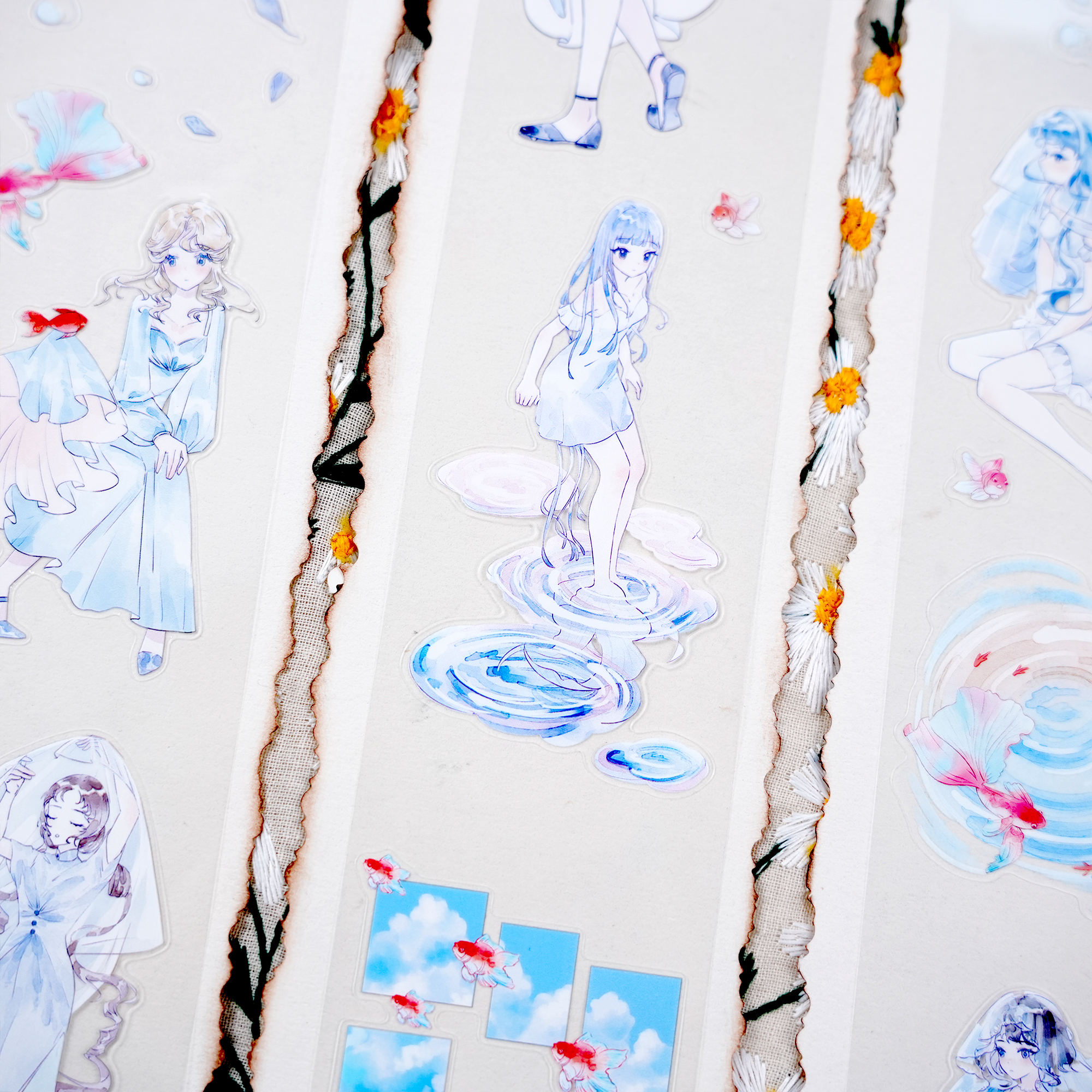 【MOOBOOM】Goldfish and Girl Pre-cut PET Tape