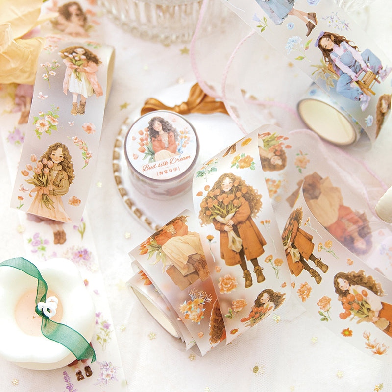 Girl Holding Flowers PET Tape