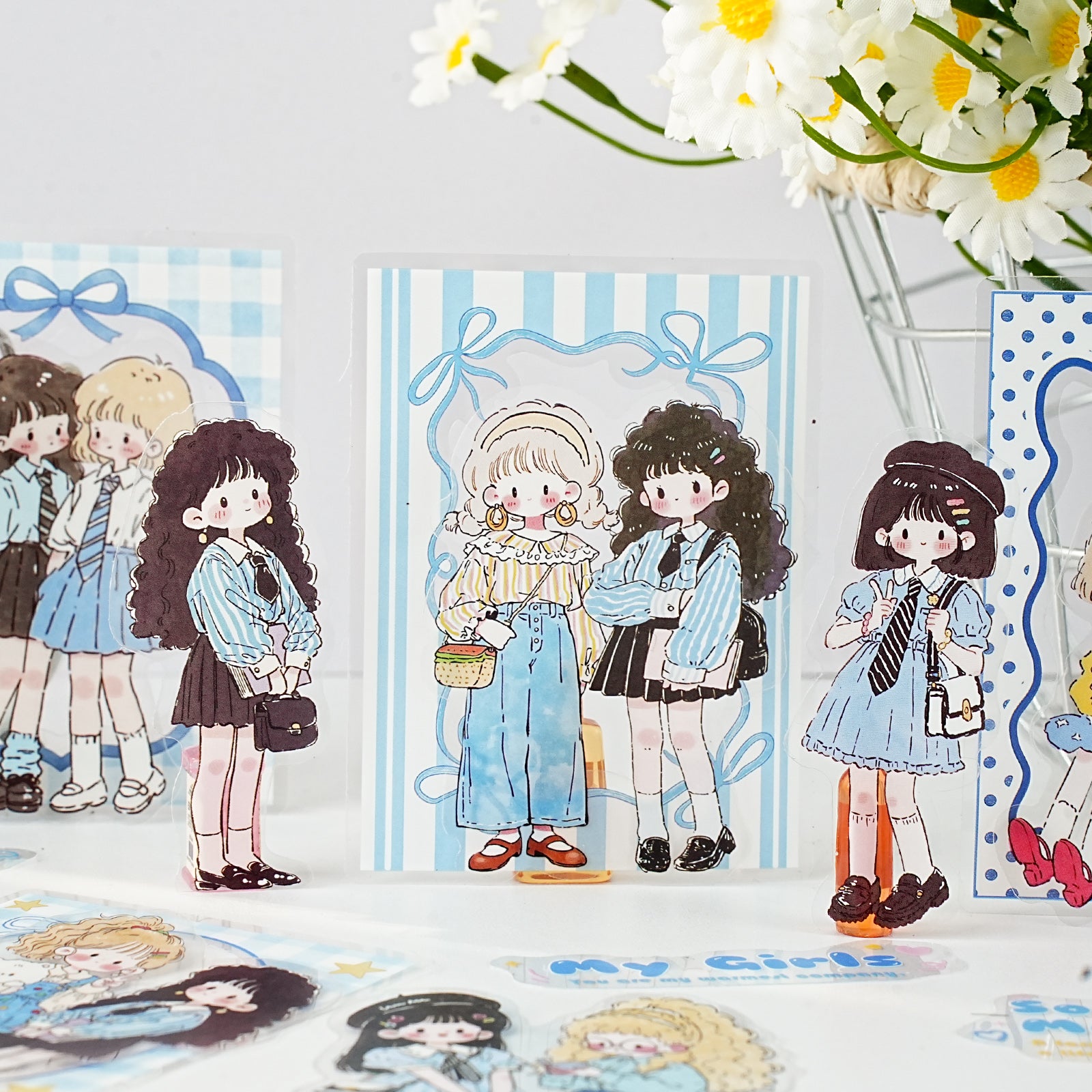 Cute girl sticker piece for junk journal and scrapbook collage