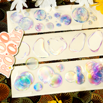 Rainbow Bubbles Rainbow Coating Pre-cut PET Tape | No.33 | MOOBOOM Design