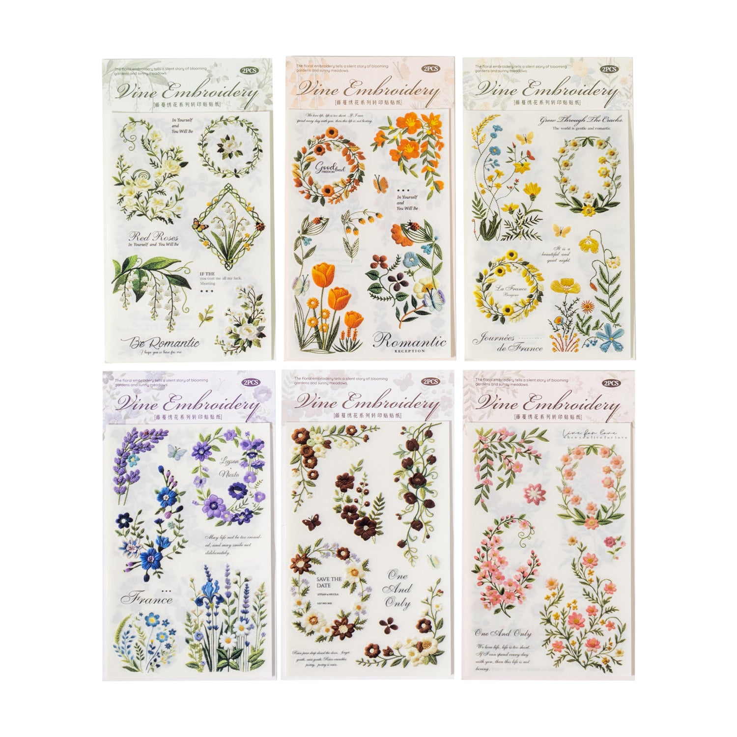 Vine and Embroidery Floral Transfer Sticker