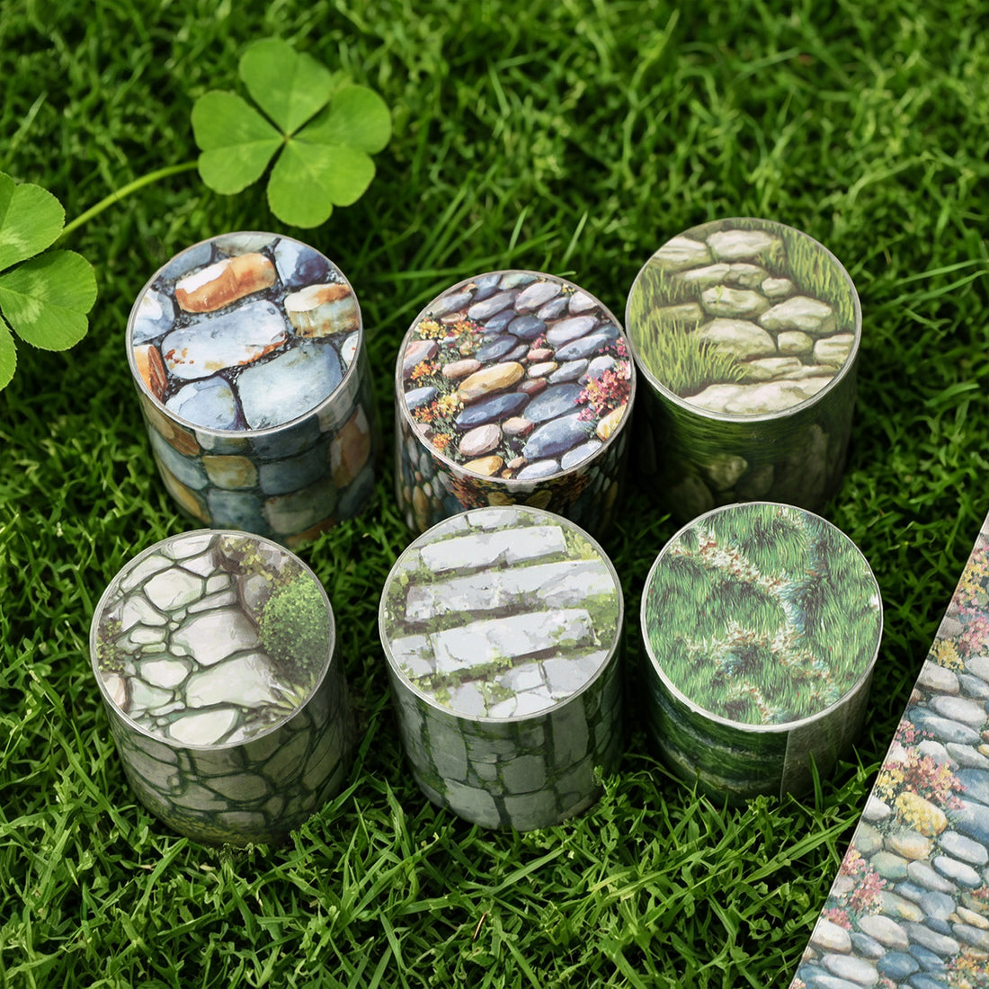 Stone path landscape washi tape roll for journaling and scrapbooking