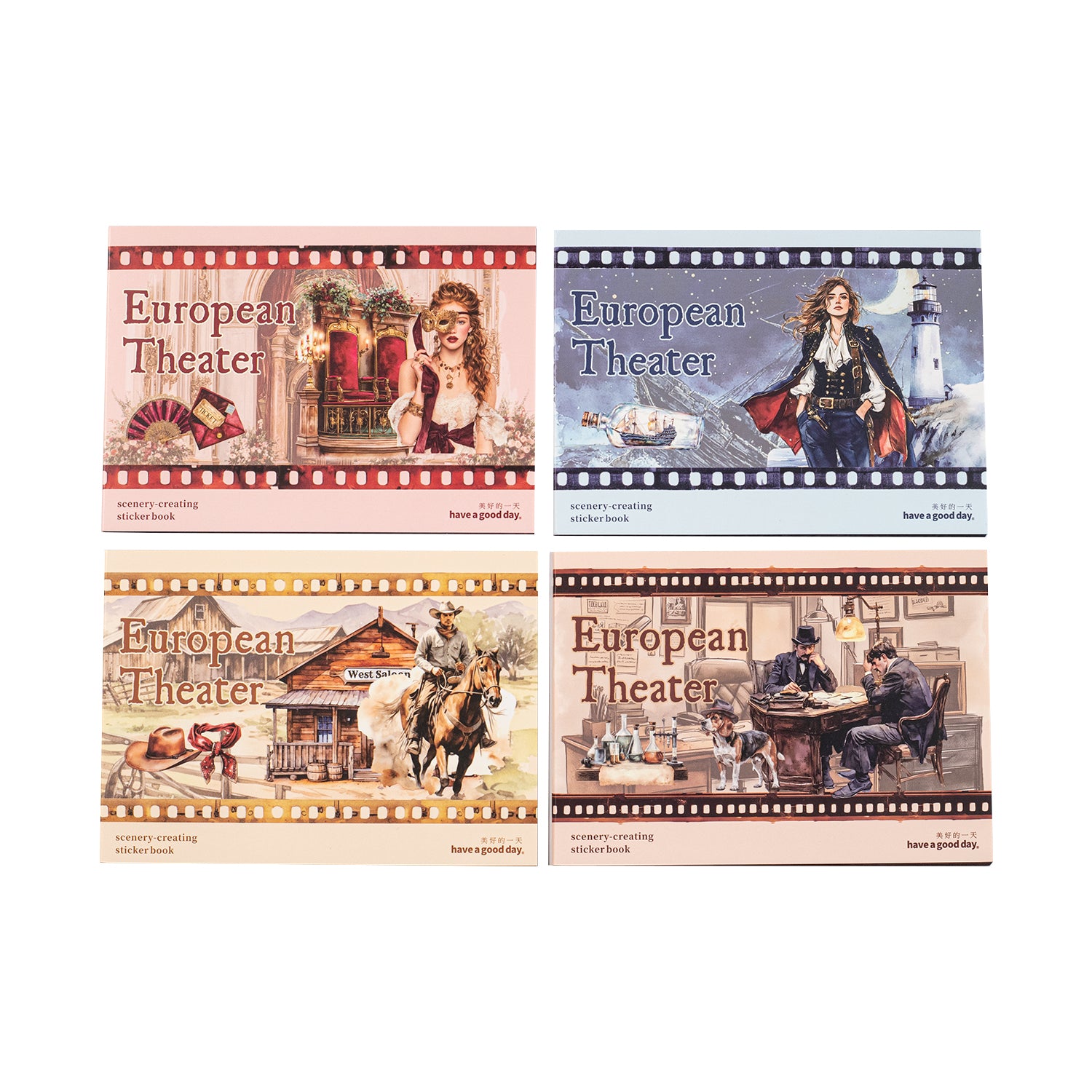 European Theatre PET Sticker Book for journaling and scrapbooking