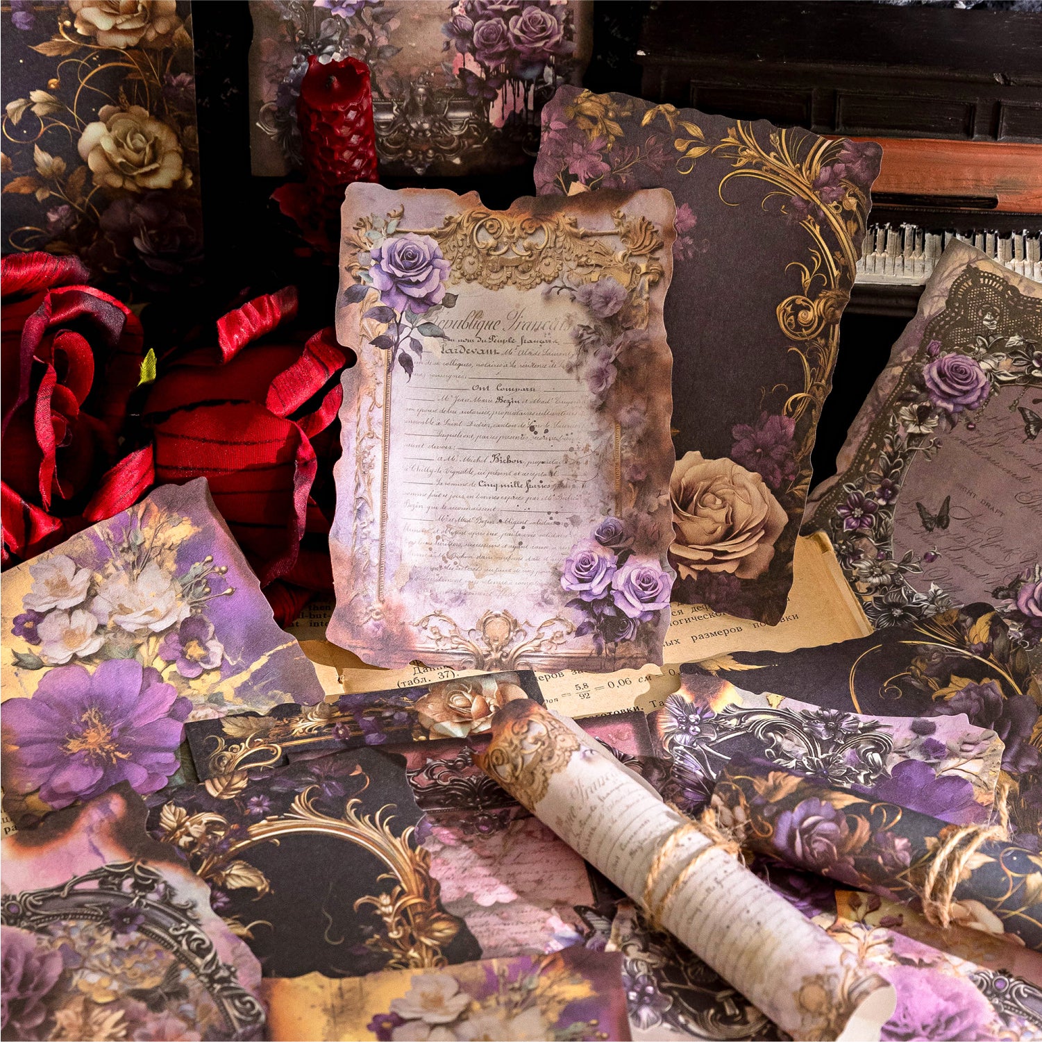 Vintage Rose Junk Jounral Scrapbook Paper