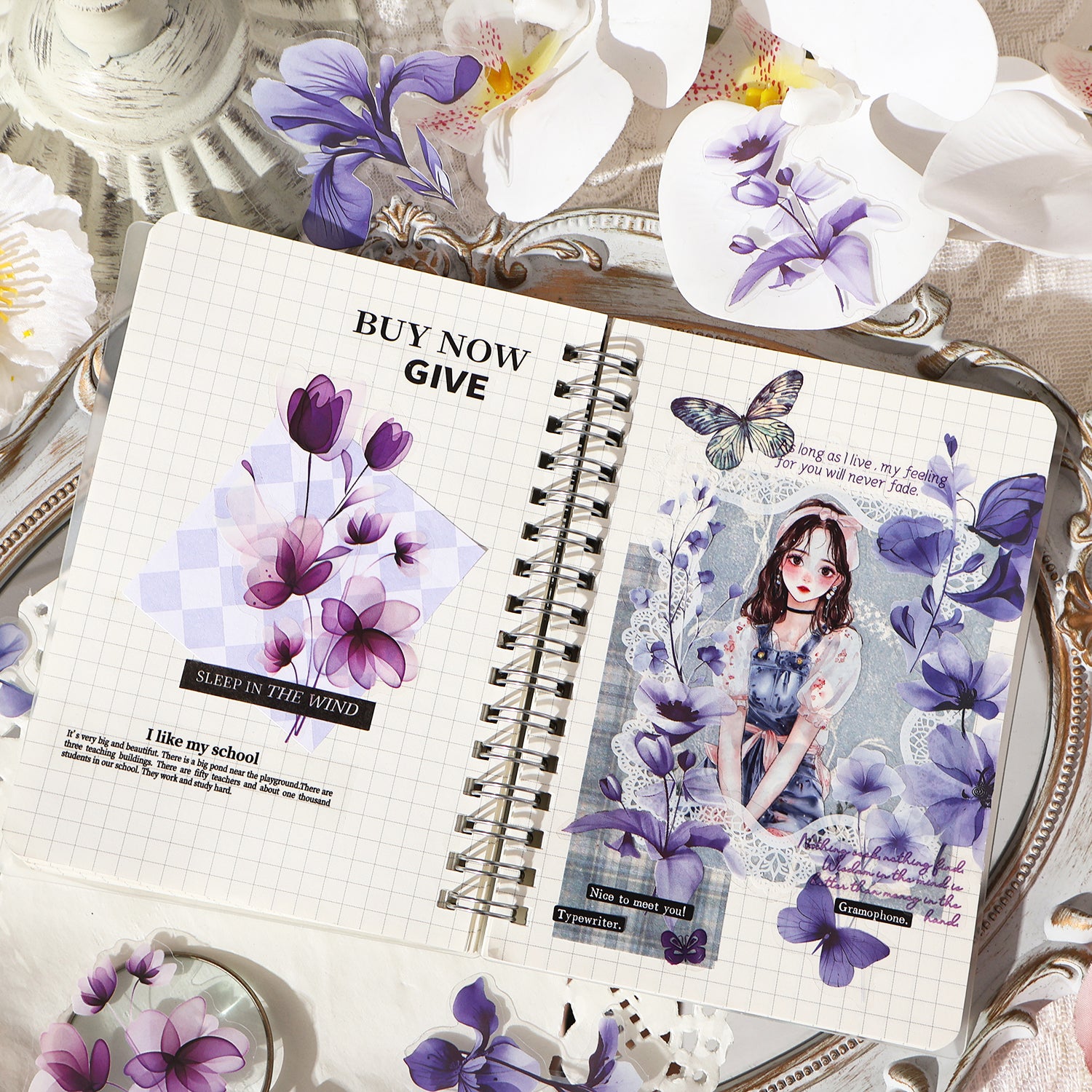 Six-colored Flower PET Sticker for journaling and scrapbooking