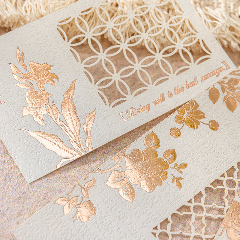 Gold-Stamped Hollow Plant Paper decorative tape for journaling and scrapbooking