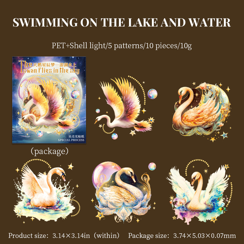 Swan Star Dream Scrapbooking journaling PET Sticker