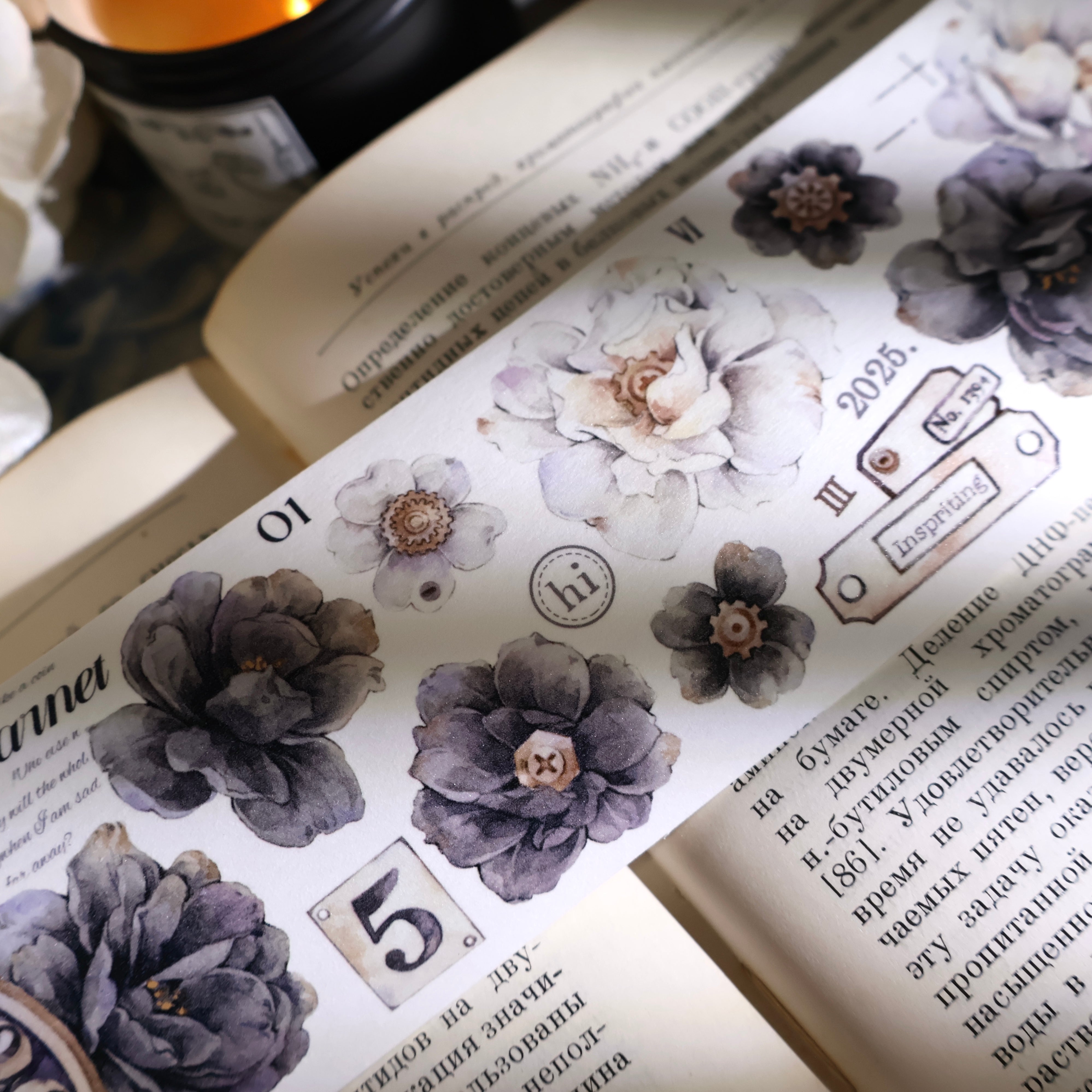 Black and White Flowers Tape (5.5cm*120cm)