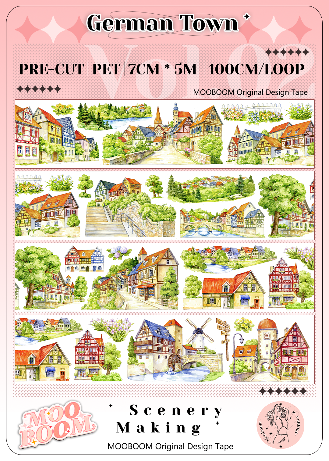 【MOOBOOM】German Town Scenery Pre-cut Landscaping Tape