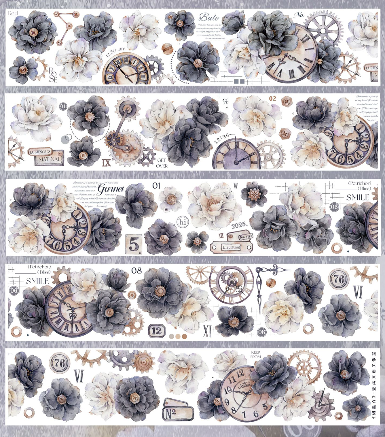 Black and White Flowers Tape (5.5cm*120cm)