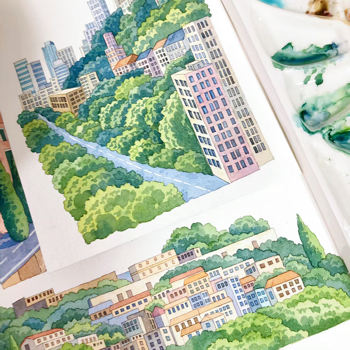 【MOOBOOM】 City in the Mountains Pre-cut Landscape PET Tape