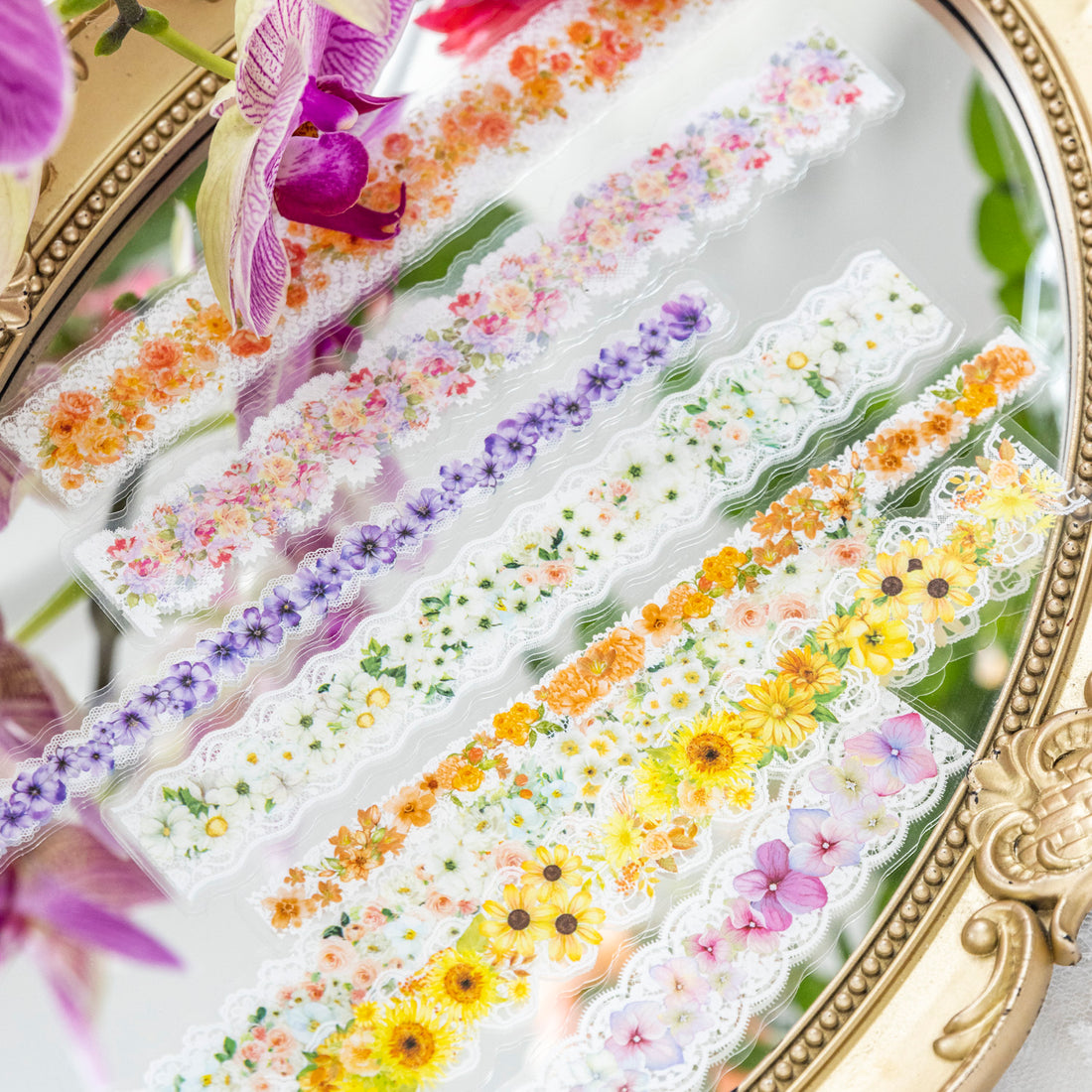 Long Lace Flower Stickers