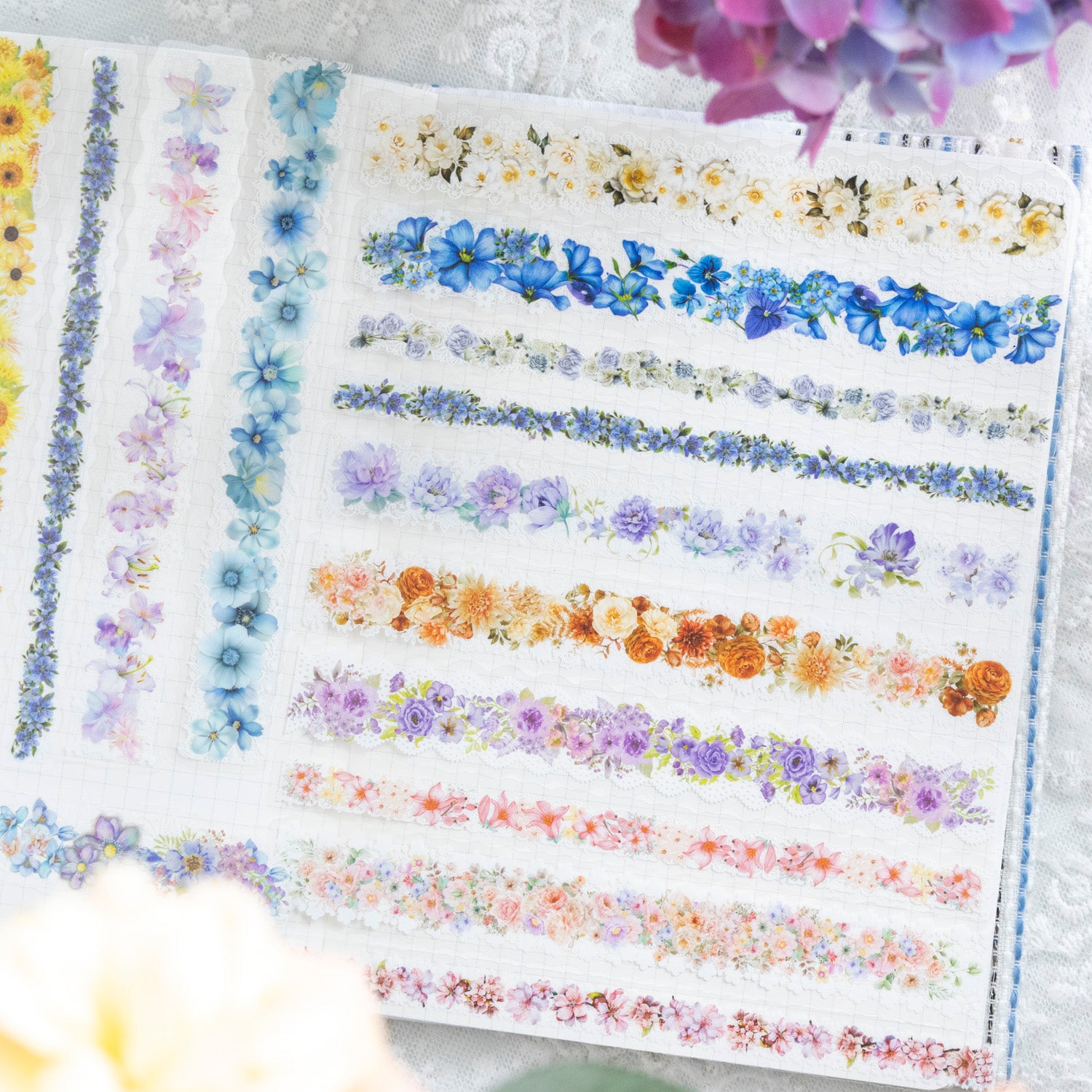 Long Lace Flower Stickers
