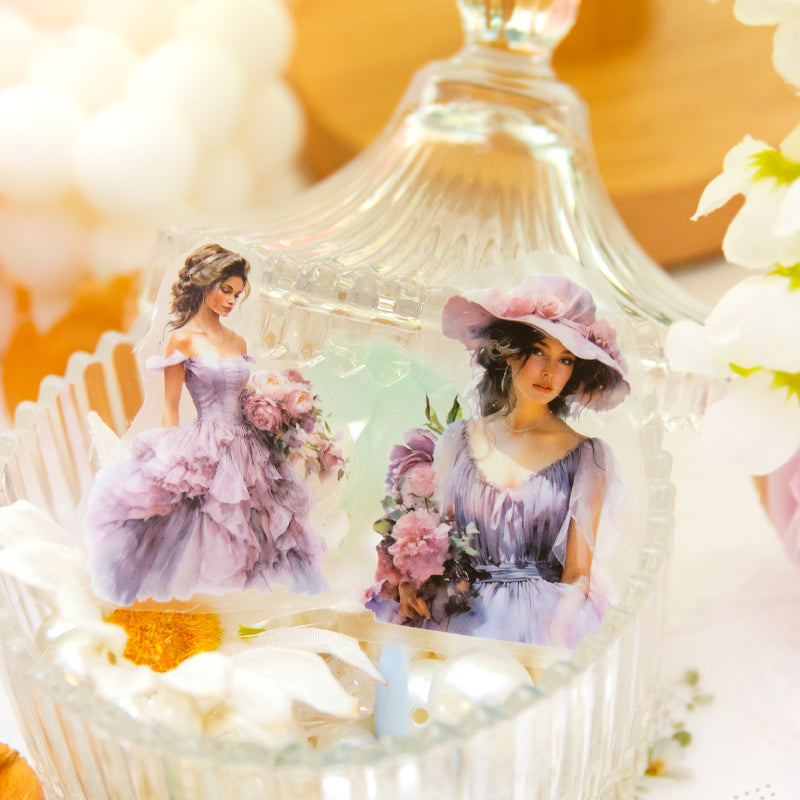 Girl Among Flowers Pre-cut Scrapbook Journal PET Tape