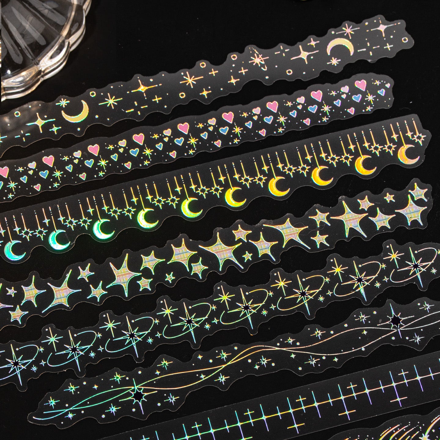 Starlight Laser Silver Long Sticker for journaling and scrapbooking
