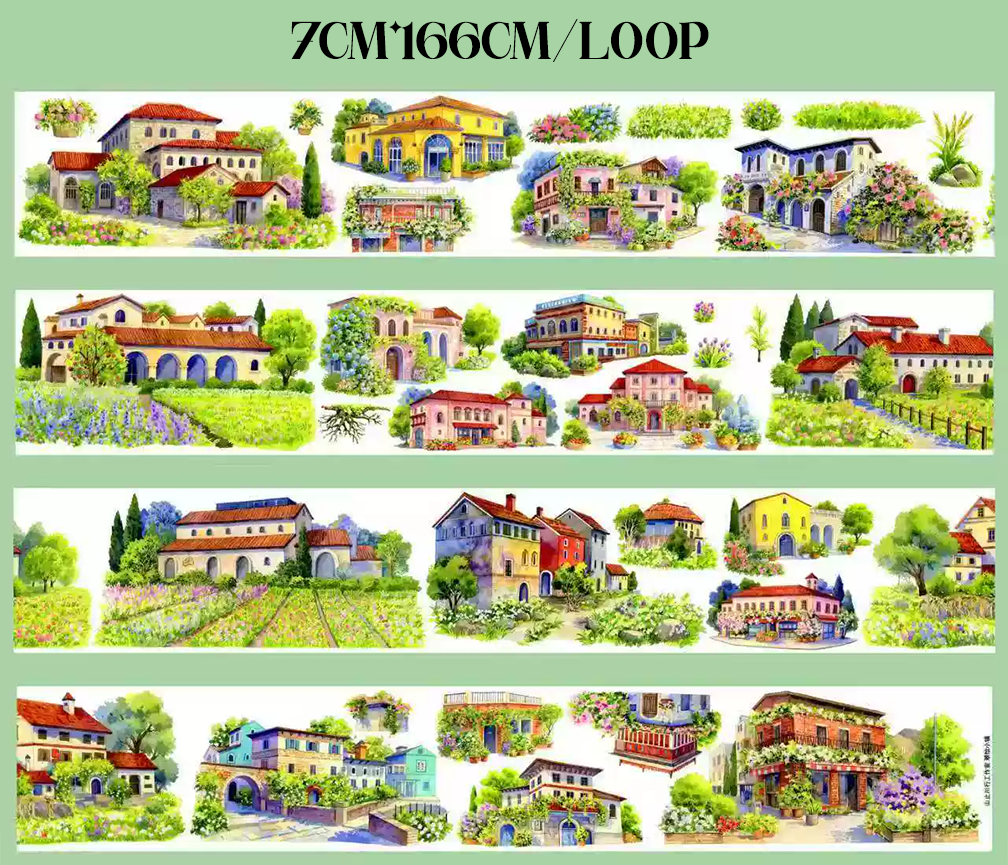 【SZCX】Countryside Town Landscape PET Tape