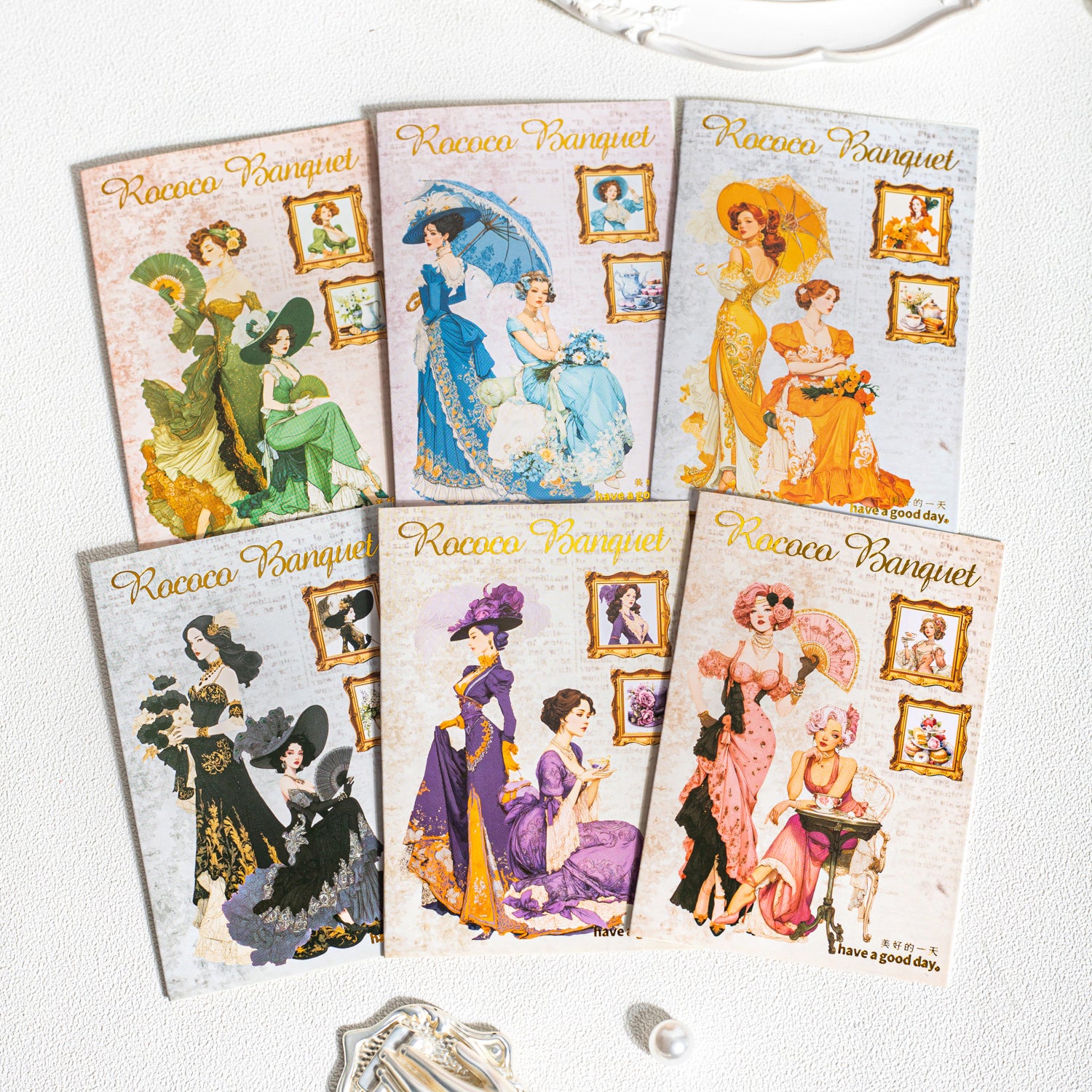 Rococo Dinner Banquet Vintage Characters PET Sticker for journaling and scrapbooking