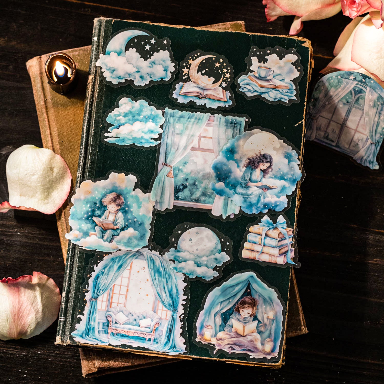 Quiet Night Reading PET Sticker