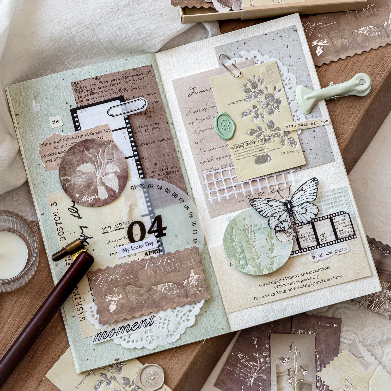 White Kraft Paper Hot Stamping Debossed Matchbox Notes Sticker