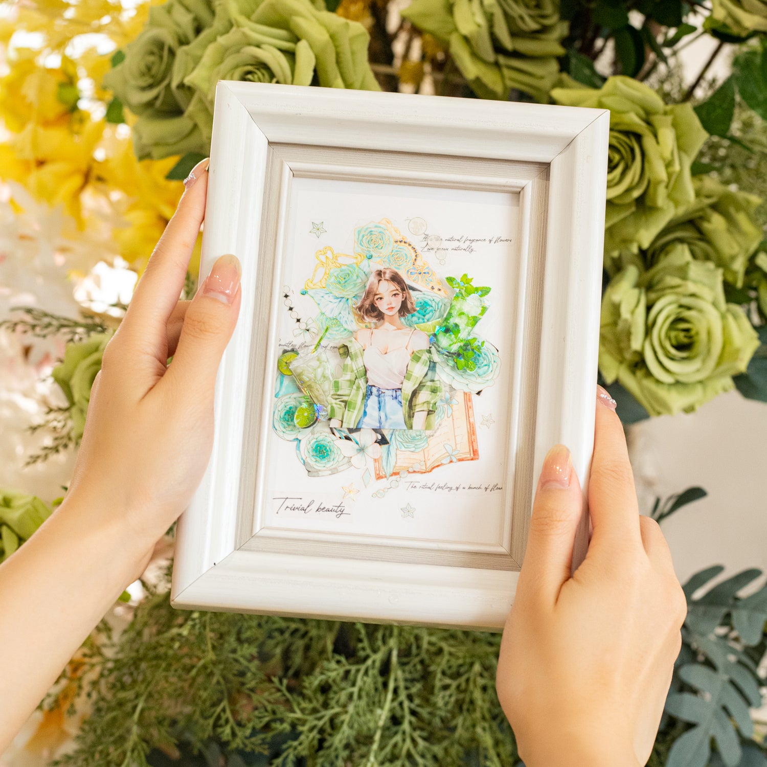 Girl Falling Among Flowers Stickers