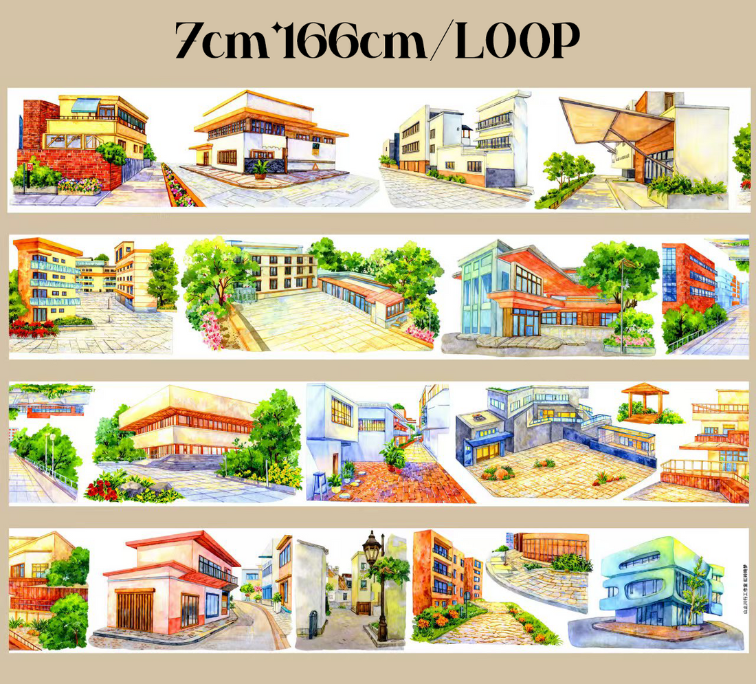 【SZCX】Red Brick Building Landscape PET Tape