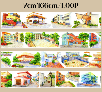 【SZCX】Red Brick Building Landscape PET Tape