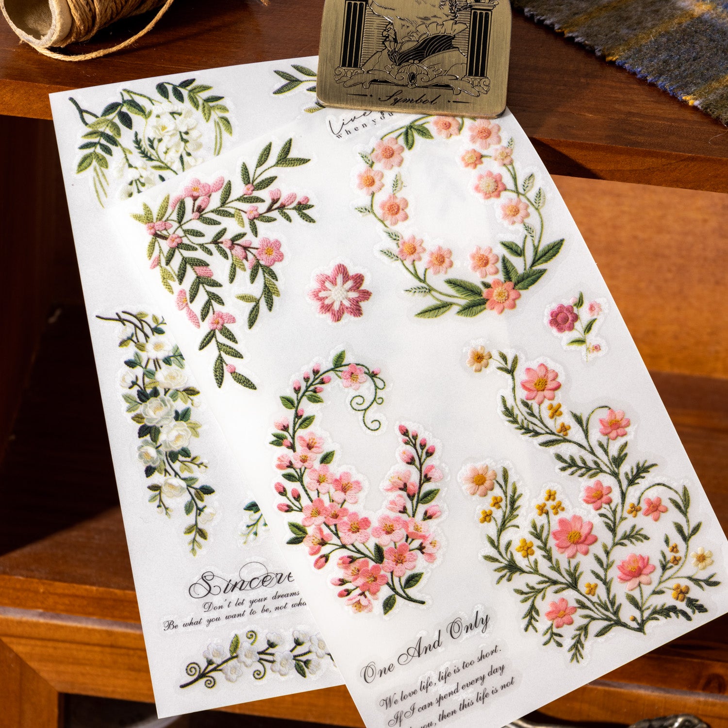 Vine and Embroidery Floral Transfer Sticker