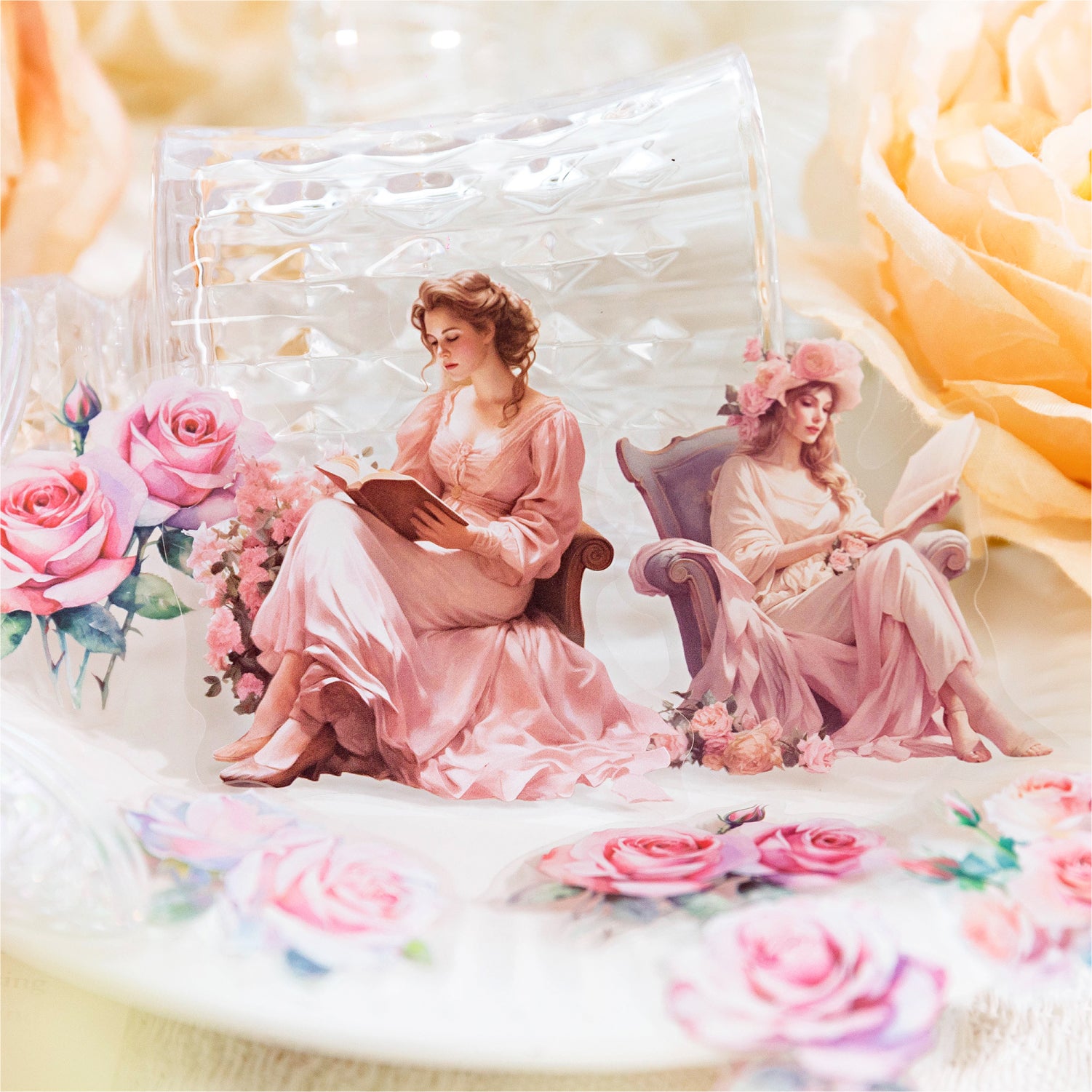 Girl and Flower Scrapbooking Journaling PET Sticker