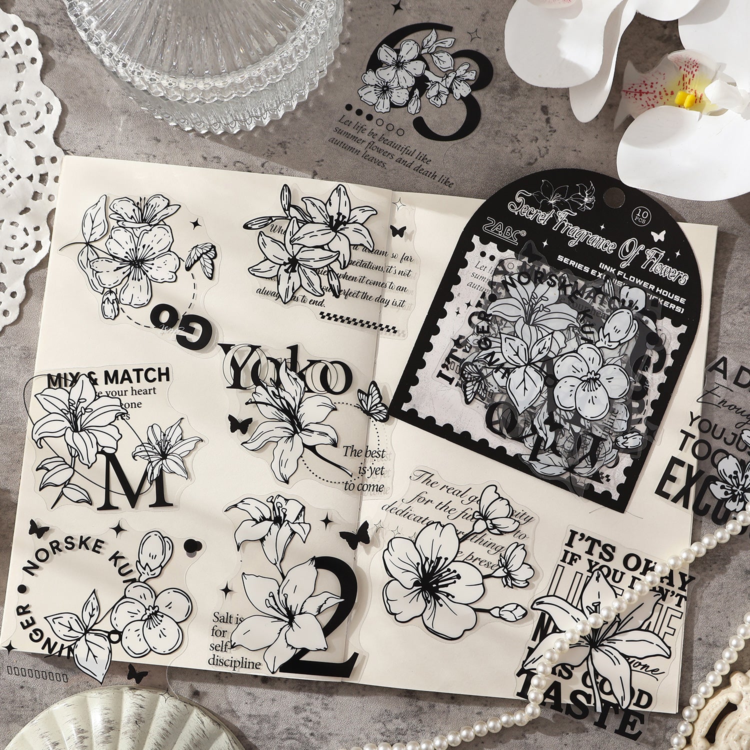 Ink Flower PET Sticker